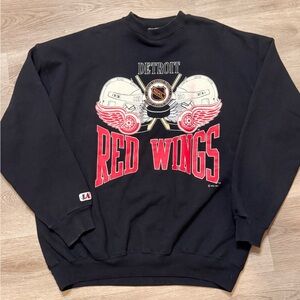 Vintage 1993 Detroit Red Wings Logo Athletic Black Crewneck Sweatshirt